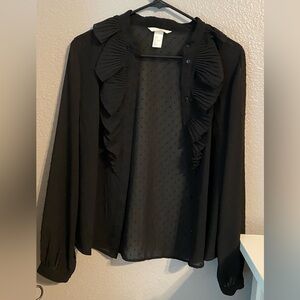 H&M black sheer blouse